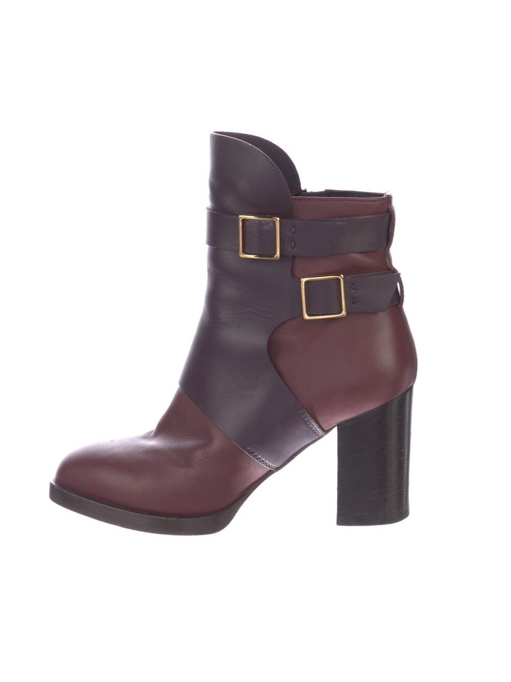 Tod's Two Tone Wine Double Buckle Boots Size 36 EU / US 6